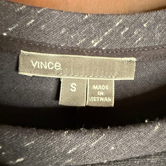 VINCE | Navy Blue Speckle Crew Neck French Terry Sweatshirt Zipper back | Small - Picture 5 of 5